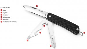 Ruike - S31 - Cuțit multifuncțional - 6 funcții - Oțel 12C27 - Negru